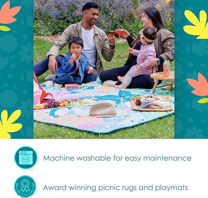 Jumbo Picnic Rug, Premium Large Picnic Mat, 6'7" x 6'7", Outdoor Waterproof Picnic Blanket Beach Mat, Foldable & Waterproof, Picnic Blankets Ideal for Beach & Park, Outdoor Blanket