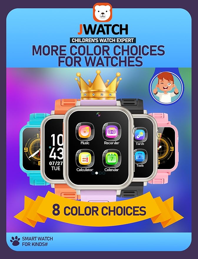 Kids Smart Watch for Boys Girls 6-12 with Pedometer Audio Book Camera Music Player Birthday Present Christmas (Silver Frame Purple)……