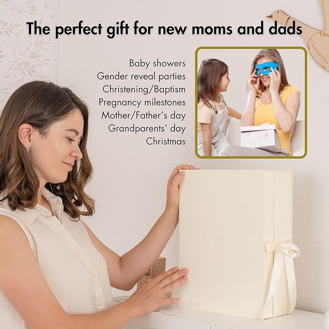 Estienne Large Light Yellow Modern Baby Keepsake Box - Memory Box for Baby Girl & Boy, Gift-Ready Keepsake Storage Box with Lids