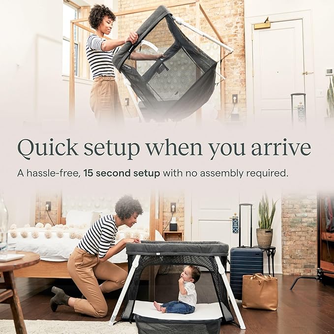 Guava Family Travel Crib includes Lightweight Backpack Design | Certified Baby Safe Portable Crib | Folding Play Yard, Comfy Mattress for Babies, Toddlers | Compact Baby Travel Bed