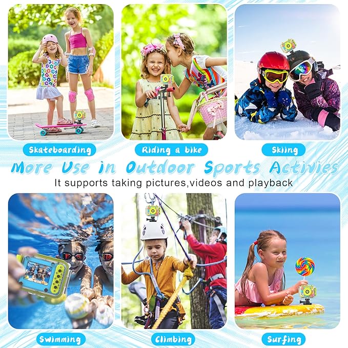 Kids Digital Camera Waterproof,CHAKEYAKE 1080P Video Kids Underwater Selfie Camera,Children Sports Camera for Birthday Gifts Toys for Boys Age 3-12