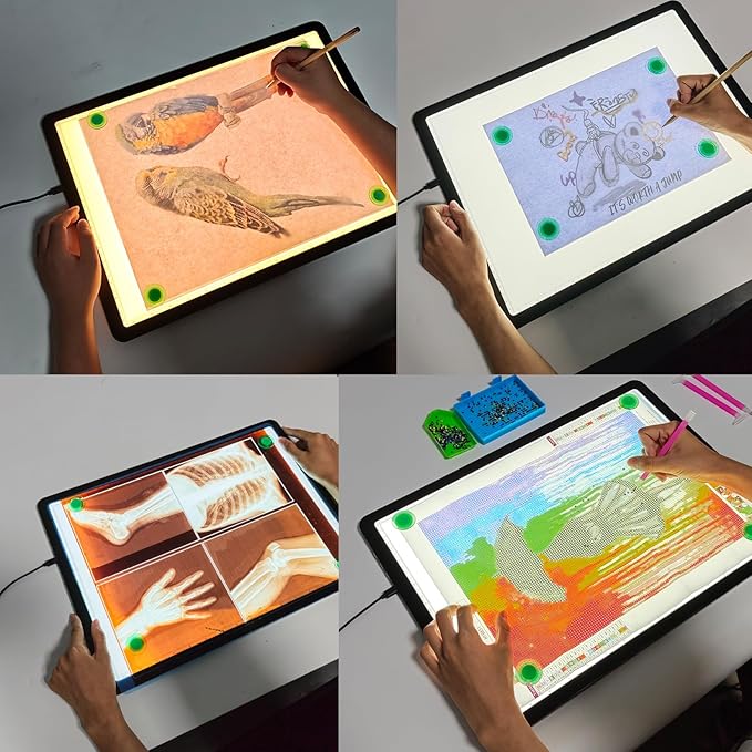 Elice Magnetic A3 Light Board for Diamond Painting, Ultra-Thin Tracing LED Light Box with Side Buttons, Super Bright Diamond Art Light Pad, Light Table for Drawing, Sketching, Weeding Vinyl - Black