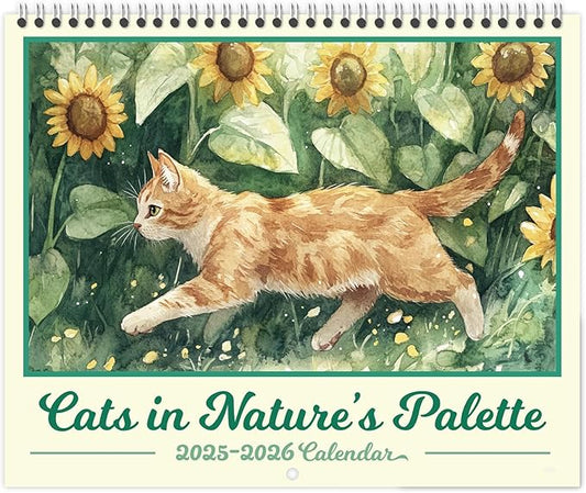 GuassLee Cat Vertical Wall Calendar 2025, 19-Months Art Hanging Wall Calendar Jun. 2025 to December. 2026, 14" x 23" Watercolor Monthly Planner Cat Kitten with Thick Paper for Office Home Decor