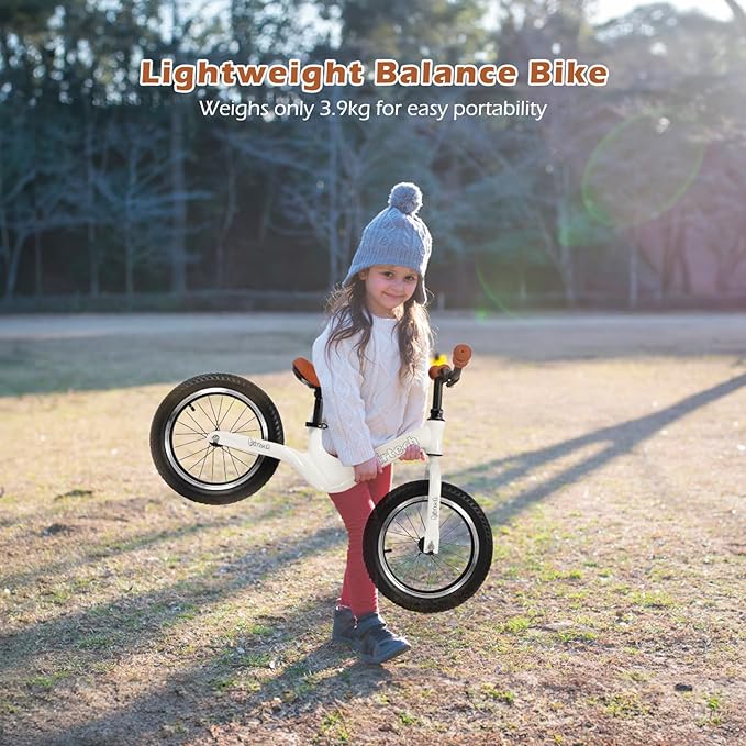 14" Kids Balance Bike for 3,4,5,6 Year Old Boys and Girls, Air Tires with Magnesium Alloy Frame, Lightweight No Pedal Toddler Training Bicycle