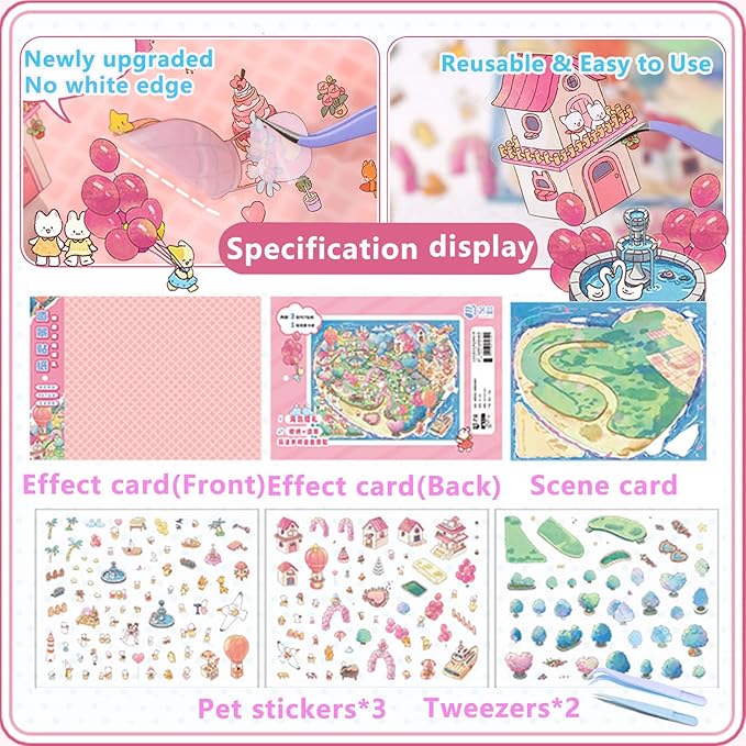 DIY 3D Sticker Scene，Romantic Island Wedding Jumbo-Large, Reusable Sticker, Cute Sets for Free Combination, Waterproof for Anywhere, Crafts Party Favors Birthday GIF