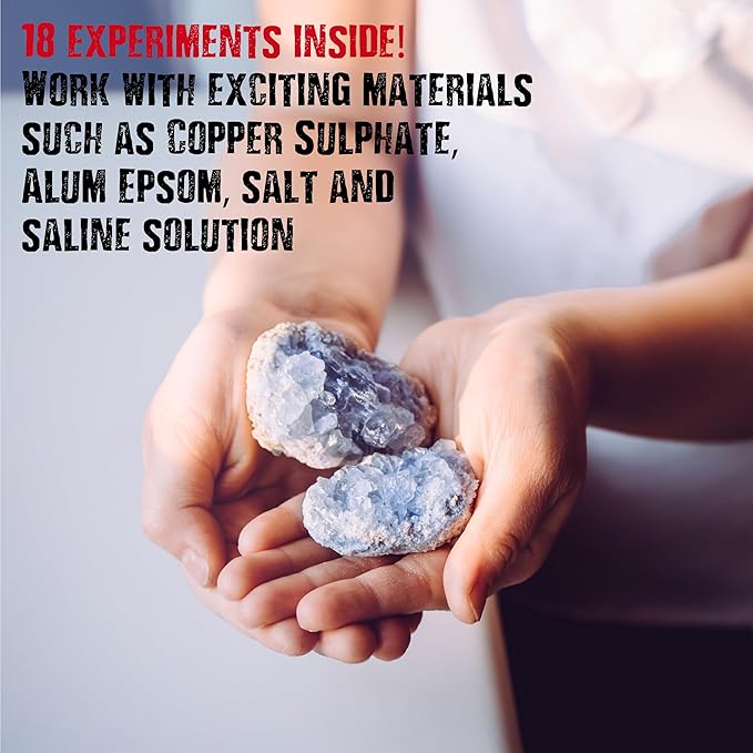 Einstein’s Crystal Craze LAB Science Kit for Kids. 18 Science Experiments Inside STEM for Boys & Girls Aged 10 and Above. Detailed Picture Guide Included.