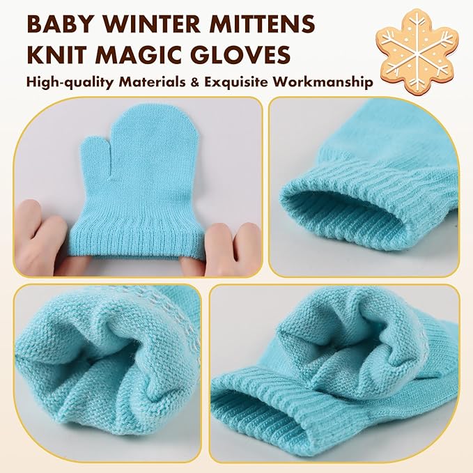 Baby Winter Mittens Toddler Stretch Knit Gloves Magic Warm Glove for Baby Boys Girls