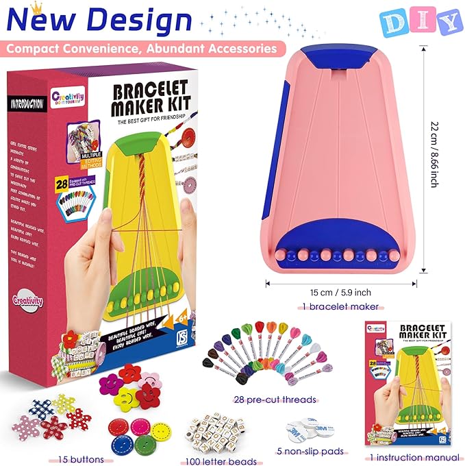 Arts and Crafts for Kids Ages 8-12,Friendship Bracelet Making Kit for Girl,Kids Jewelry Making Kit with 28 Pre-Cut Threads,Christmas Birthday Gifts for Ages 6 7 8 9 10 11 12 Year Old Dark Blue