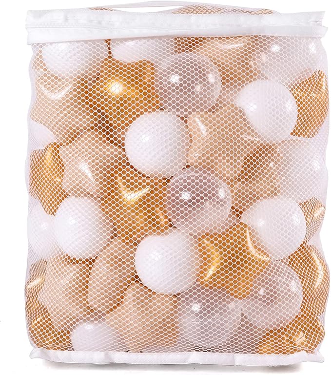 GOGOSO Ball Pit Balls with Starballs 100 - Crushproof Plasticballs for Babies Toddlers Kids Children for 1 2 3 4 5 Years Old,5 Colors,2.15inches, Beige Gold White Clear
