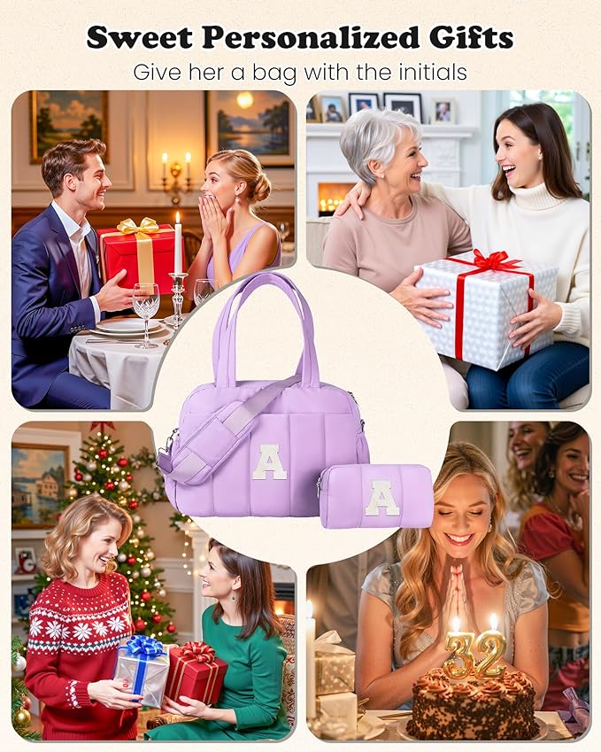 Gift Ideas for Women-Initial Duffle Bag, Carry On Bags for Women，Overnight Bag with Wet Pocket，Lightweight Travel Bags Personalized Gym Tote with Makeup Pouch