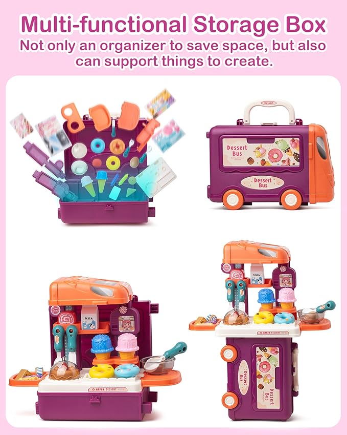 Kids Play Tent, Pop Up Play Tent Dessert Theme with Complete Toy Set, Play Toys Play Set for Kids Indoor Outdoor Pretend Play