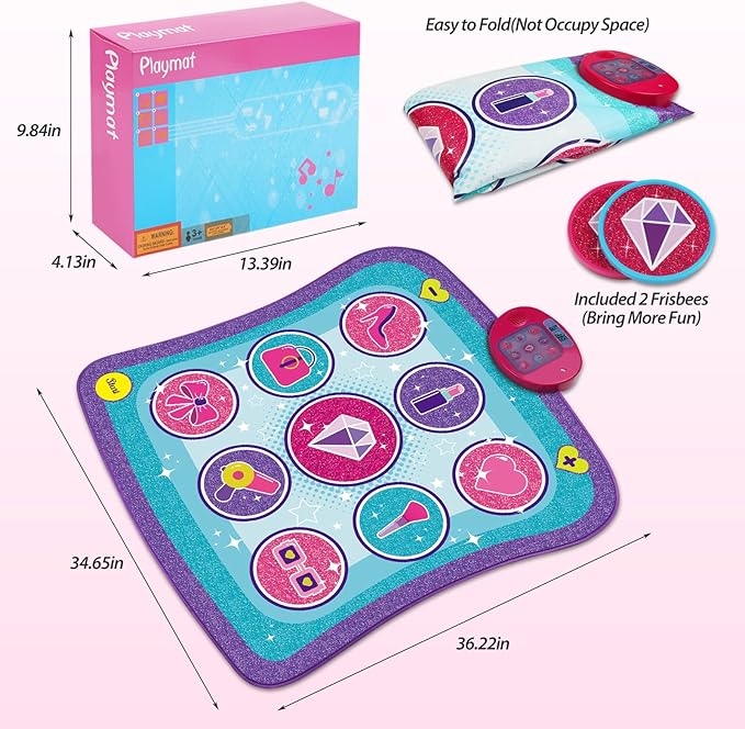 Kids Dance Mat Game Toy for Girls & Boys Ages 3-12, Interactive Electronic Rhythm Dance Step Pad with Built-in Music, Adjustable Volume & Fun Light-Up Steps, Perfect Birthday & Holiday Dance Game Gift