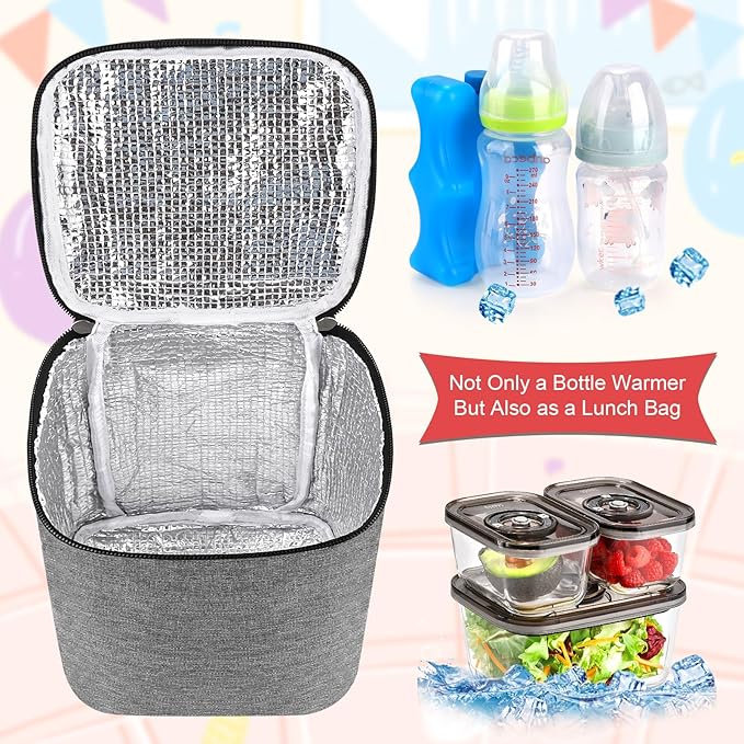 Accmor Breastmilk Cooler Bag with Ice Pack, Baby Bottle Cooler Bags, Insulated Tote Bags On The Go, Fits 4 Large 8oz Bottles, for Nursing Mom Daycare Travel, Grey