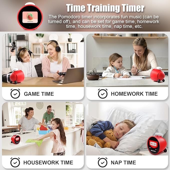 Kids Alarm Clock, Ok to Wake Clock for Kids, Sleep Trainer Clock for Toddler, Adorable Digital Alarm Clock, AI Voice Clock with Chat and 12 White Noise Sound Machine, Time Management Gift for Children