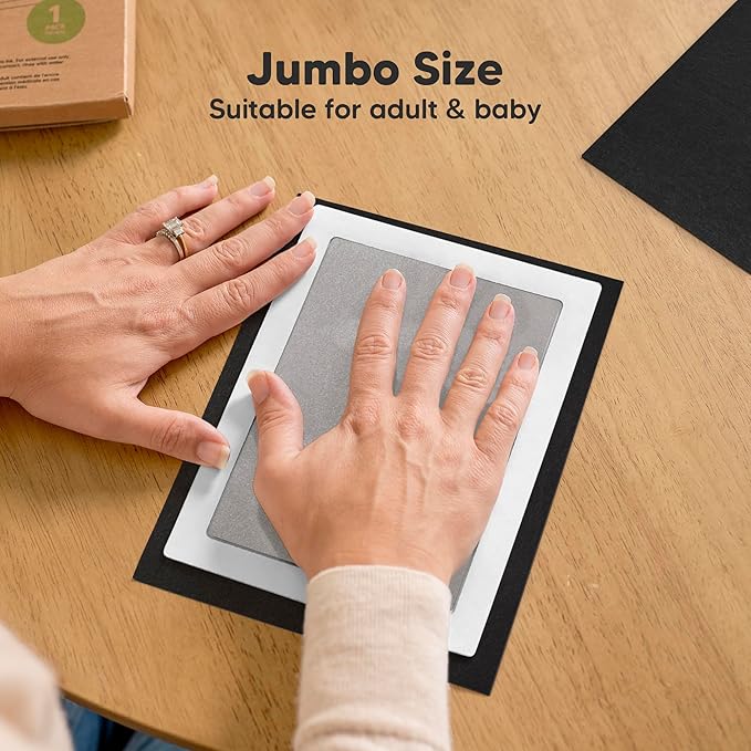1-Pack Inkless Baby Hand and Footprint Kit - Mess Free Ink Pad for Newborn Keepsake, Dog Nose & Paw Print Kit, Clean Touch Ink Pad for Baby Hand & Footprints, Ideal New Mom Gifts(Silver, Jumbo)
