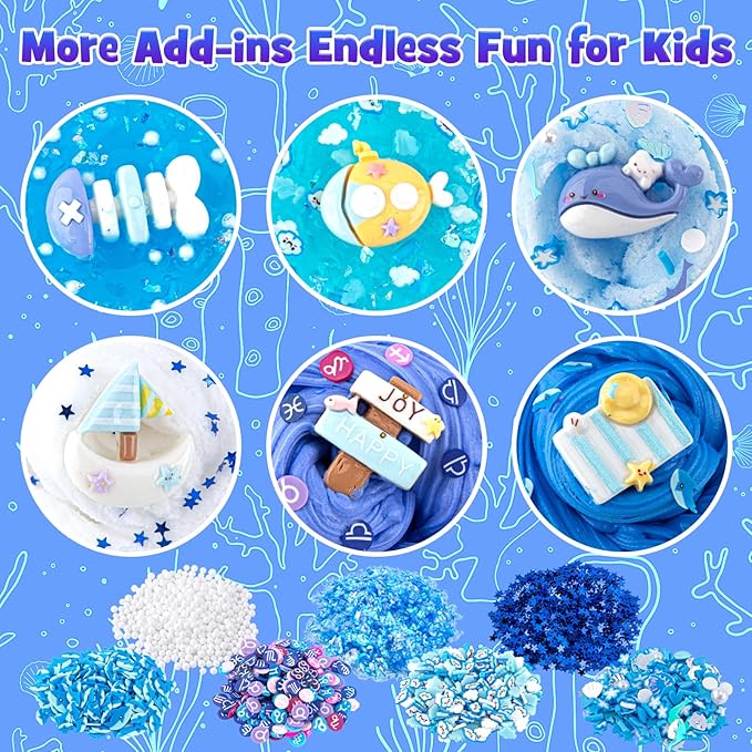 6 Packs Slemes, Blue Slime Kit - Cloud Slime kit for Boys Girls Ages 8-12, for Kids Slime Set Party kit Goodie Bag Stuffers, 4 5 6 7 8 9 10 Year Old Girl Birthday Gift Cute Stuff