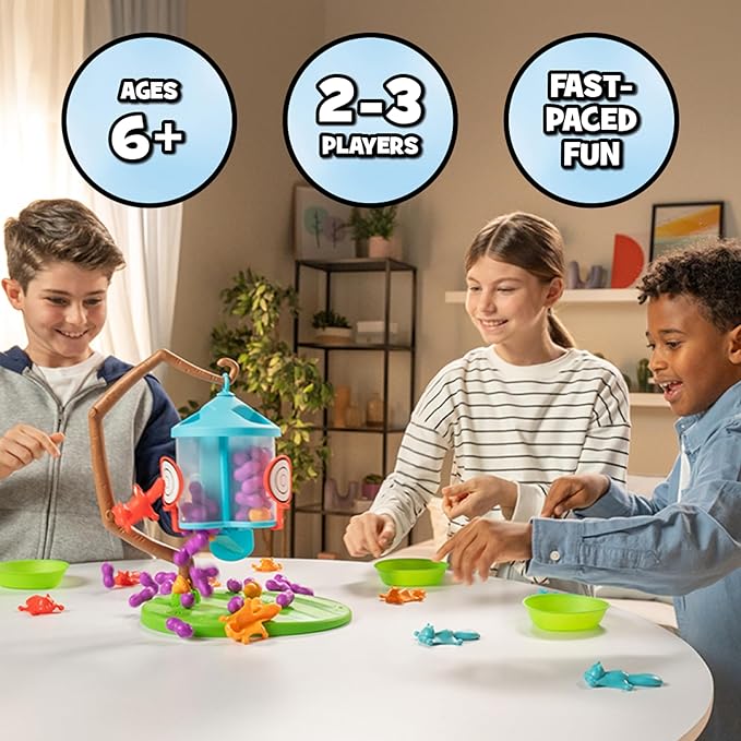 Flying Squirrels Feeder Frenzy Board Game – Kids Games, Family Games for Kids and Adults, Board Games for Family Night, Multi-Player Board Games, Aim & Release Nuts to Win, Ages 6+