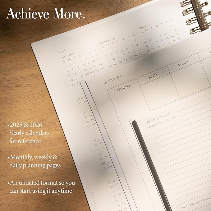 Anecdote 2026 Planner (8.5" x 10") Daily Planner Weekly Monthly Planner - 52 Weeks w/Library Buckram Cover, Brass Spiral - A4 Size Bleed-Resistant Paper – Mustard