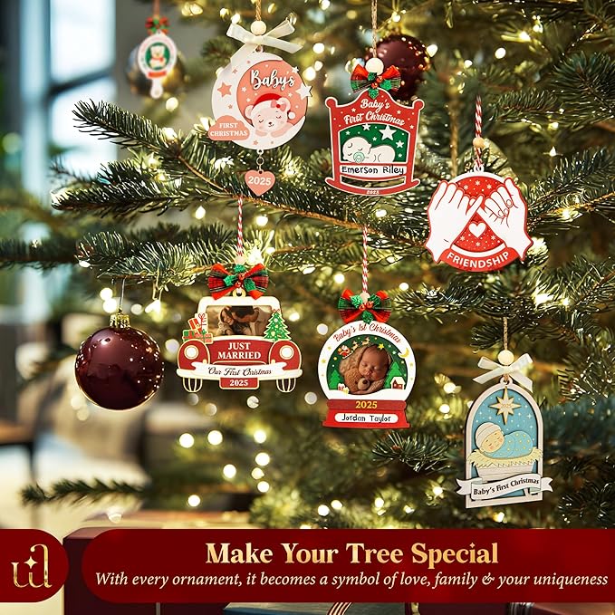 Baby First Christmas Ornament 2025 for Girl Boy - Baby's 1st Ideas for Parents, Babies Newborn Ornament Keepsake Babys First Xmas Ornaments for Xmas Tree Decorations