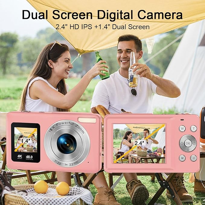 Digital Camera,Autofocus 4K Vlogging Camera for Photography with 32GB Card,48MP Portable Compact Point and Shoot Kids Digital Cameras for Kids Boys Girls with 18X Zoom,Anti-Shake