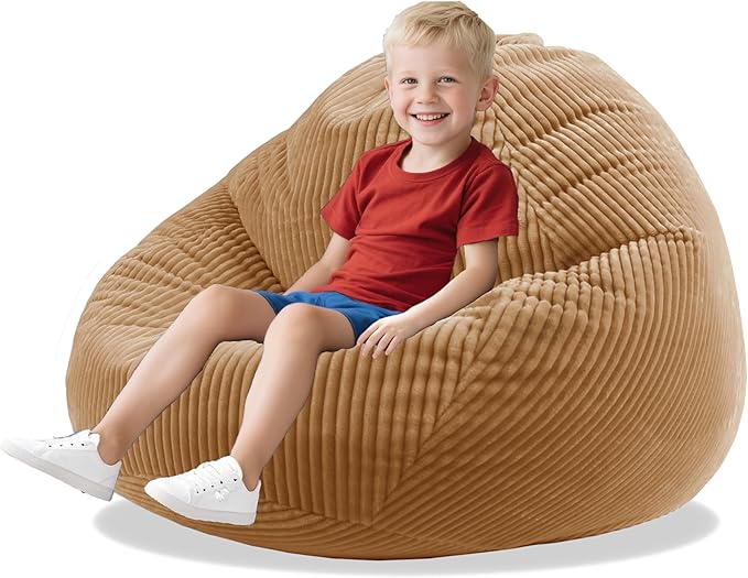 ENBAOHUI Bean Bag Chairs for Kids Memory Foam Comfoy Chair with Filling Sofa Lounge Caramel