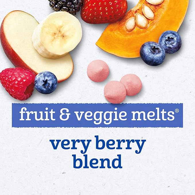 Gerber Stage 3 Baby Food Snacks, Very Berry Fruit and Veggie Melts, Baby Led Feeding, 7PK