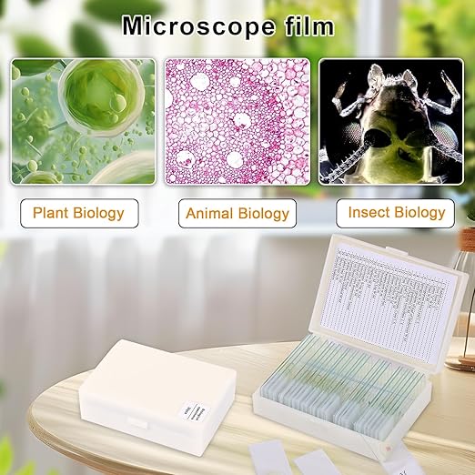 30 Microscope Slides with specimens, Plants, Insects, Animal Cell Samples for use in Biological Science Labs for Children, Students and homeschools