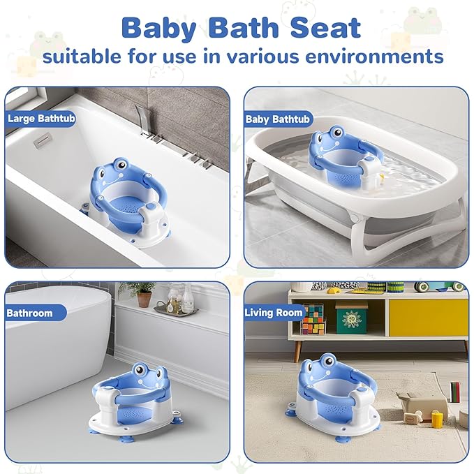 Baby Bath Seat for Babies 6 Months & up Non-Slip Toddler Bath Seats for Sitting Up Infant Bathtub Chair with Suction Cups and Soft Cushion for Baby Shower Tub Seat