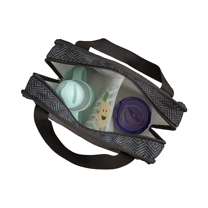 Dr. Brown's Fold & Freeze Bottle Tote, Travel Baby Bottle Insulated Cooler Bag, Store Up to 6 Baby Bottles, Black, BPA Free