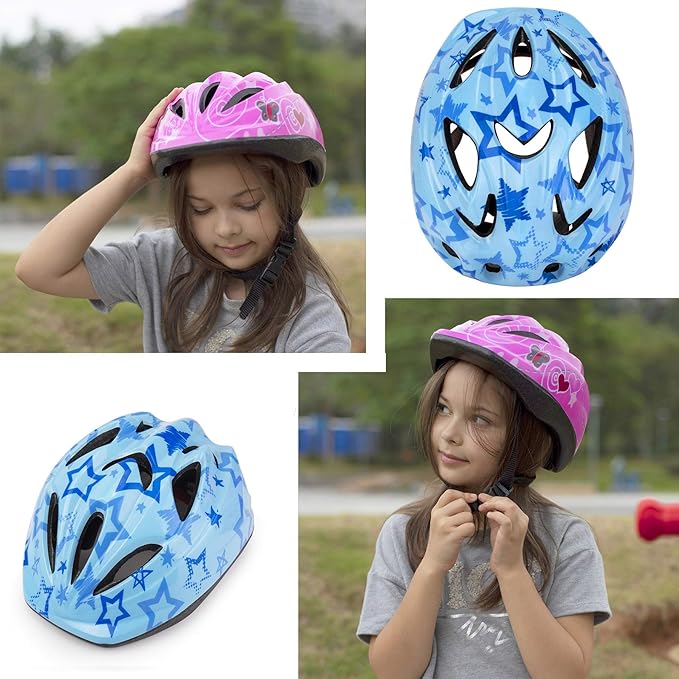 Kid Bicycle Helmets, LX LERMX Kids Bike Helmet Ages 3-5/5-14 Adjustable from Toddler to Youth Size, Durable Kids Bike Helmet with Fun Designs for Boys and Girls