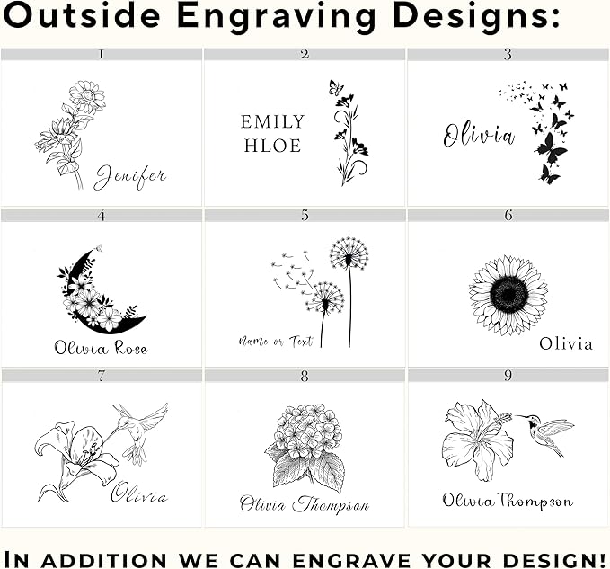 Flower Keepsake Boxes for Women - Engraved Flying Butterflies Box Name, Personalized Gifts for Teen Girls or Daughter, Floral Gift Box Acacia, Custom Wood Box Memento Storage, 11.5x8.5x5.5 in