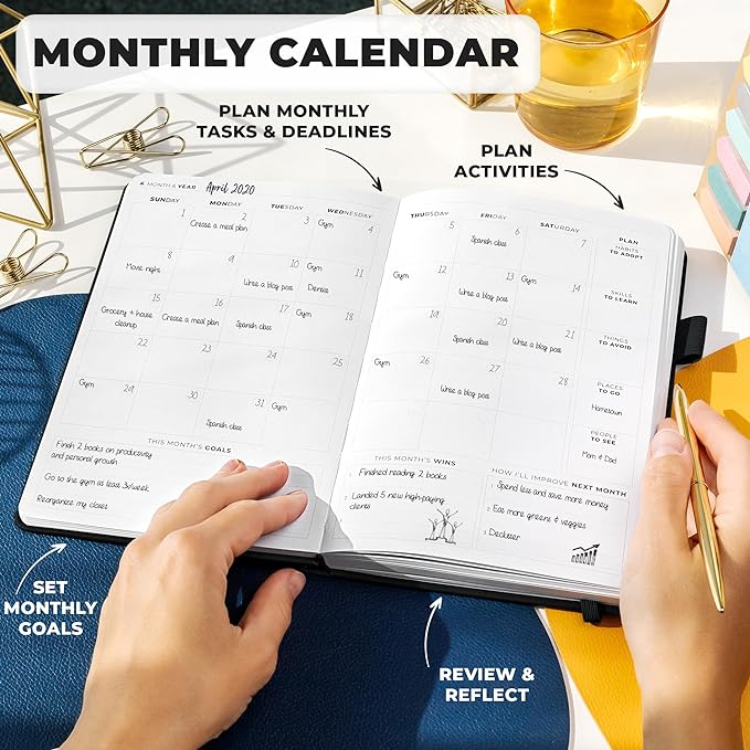 Clever Fox Planner Premium Edition – Undated Luxurious Weekly & Monthly Planner to Increase Productivity and Hit Your Goals – Organizer – Start Anytime, A5, Lasts 1 Year, Black (Weekly)