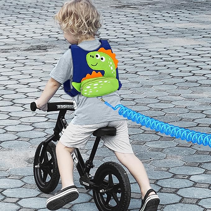 Accmor Toddler Harness Leash, Cute Dinosaur Kids Harness Children Leash with Anti Lost Wrist Link for Outdoor Travel, Adorable Child Leash Walking Harness Wristband Assistant Strap for Baby Ages1-4