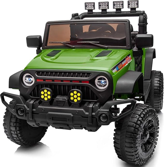 4WD Kids Ride on Car Truck, 12V 7Ah Kids Electric Vehicles Car Ride on Toy w/Remote Control - Army Green