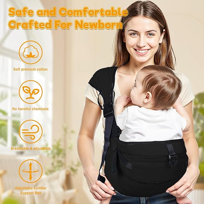 Baby Carrier Newborn to Toddler,Adjustable Baby Sling Carrier,Comfortable and Lightweight Toddler Carrier for 25-60 lbs,Ideal for Shopping Travelling