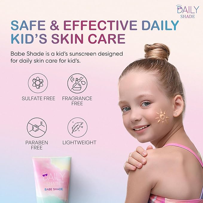 Babe Shade Kid's Tinted Mineral Sunscreen for Face & Body with SPF 30 - Non-Nano Zinc, Reef Safe, Travel Size, Water Resistant & Hypoallergenic Skin Care for All Types of Skin Tone - 90ml