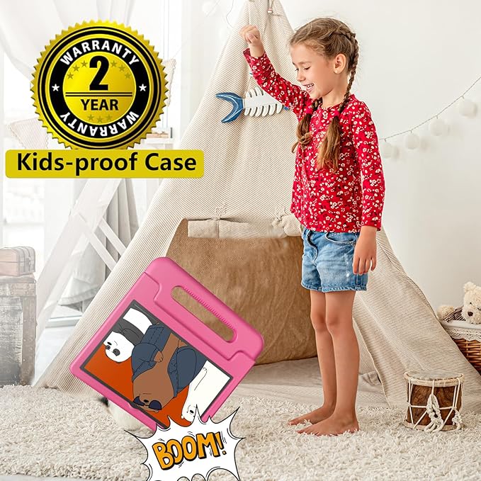 Kids Tablet, 10.1 Inch Tablet for Kids Android 14, 64GB Octa-Core, WiFi, Big Battery, Kids Space, Parental Control 1280 * 800 HD Display Children Tablets Pink