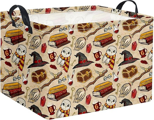 HIYAGON Rectangular Halloween Basket for Boys and Girls Kids Trick or Treat Pumpkin Basket for Halloween Parties Cute Storage Bin Organizer Box Room Decor(Magic)