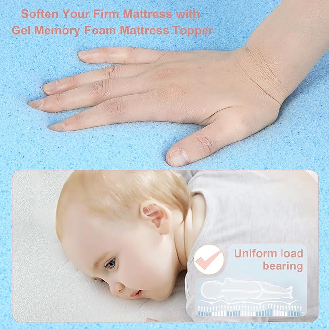 Bassinet Mattress Topper, Gel Memory Foam Mattress with Removable Cover Fit for Baby Delight Beside Me Dreamer Bassinet (32.5" x 20"), Waterproof Breathable Soft Bassinet Mattress