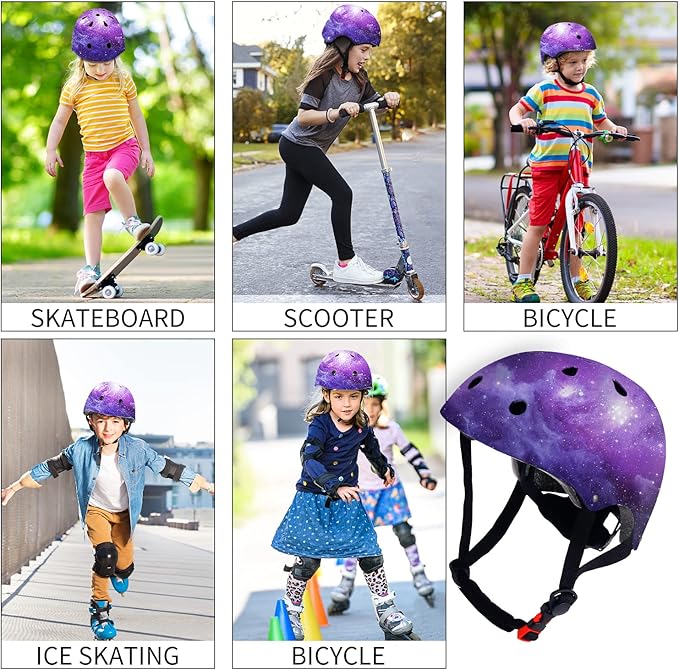 Adjustable Color Gradient Skateboard Helmet for 3-5-8-14+Ages【Toddler Kids Youth Adult】 Girls Boys Woman.Bike Helmet for Multi-Sports Cycling Bicycle Scooter Inline Roller Skate Rollerblading