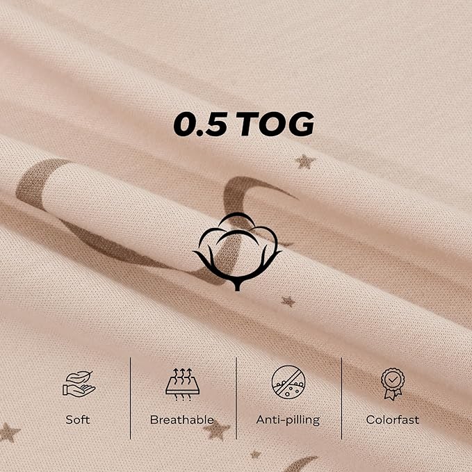 JELLYMONI Baby Sleep Sack 18-24 Months, 100% Cotton 3 Pack 0.5 TOG Baby Wearable Blanket Infant Sleep Sack with 2-Way Zipper Newborn Sleep Sacks