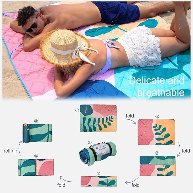 Exclusivo Mezcla Waterproof Picnic Blanket 60x80 Inches Large Multicolor Floral Polyester Sandproof Modern Camping Blanket