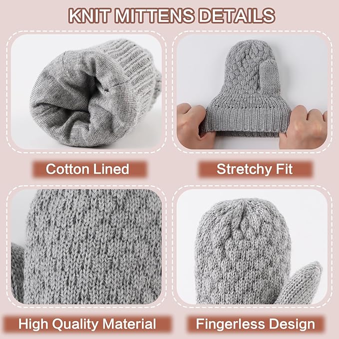Baby Knit Mittens Toddler Boys Girls Gloves Winter Infant Newborn No Scratch Mitten 0-3 Years