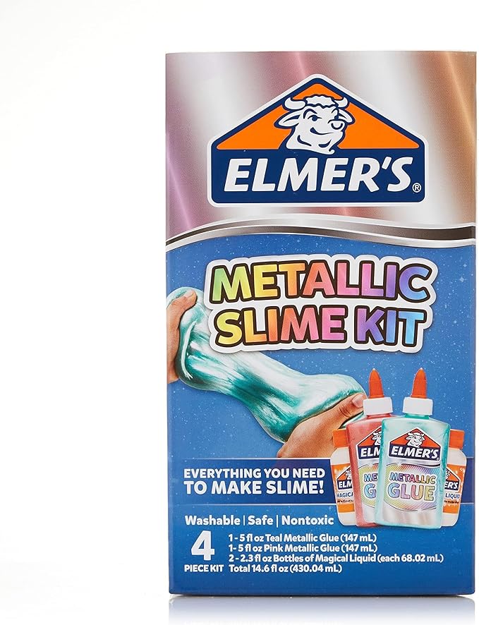 Elmer’s Metallic Slime Kit, Includes Glue and Magical Liquid Activator, 4 Piece Kit - Perfect for Parties, Gift, Kids Activity Time