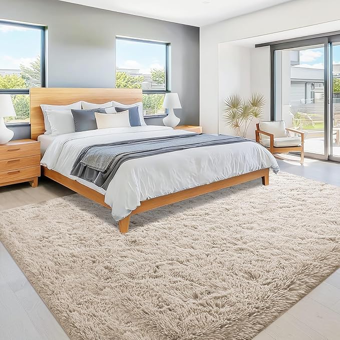 6x9 Area Rug for Living Room: Fluffy Shag Soft Washable Rugs Large Fuzzy Plush Indoor Carpet for Bedroom Nursery Playroom Kids Girls Boys Room (Camel, 6'x9')