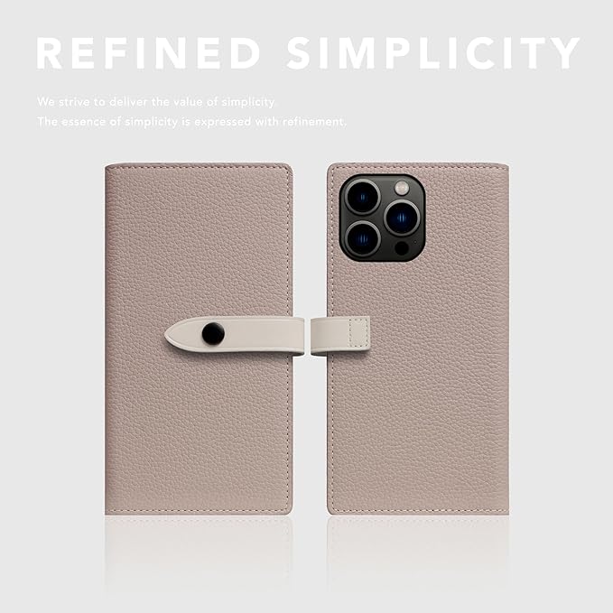 D8 Edition Full Grain Leather Wallet Case for iPhone 15 Pro - [2-in-1] Handcrafted Detachable Diary Style with Magnetic MagSafe Back Cover and Snap Closure, Gift Box Included (Light Cream)