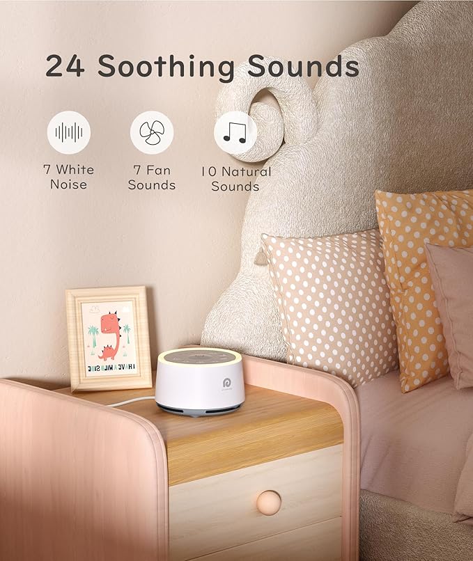 Dreamegg D1 Sound Machine - White Noise Machine with Baby Night Light for Sleeping, High Fidelity Sounds, Timer & Memory Feature, Sound Machine for Baby Adults, Home, Office, Travel (White)