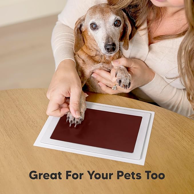 1-Pack Inkless Baby Hand and Footprint Kit - Mess Free Ink Pad for Newborn Keepsake, Dog Nose & Paw Print Kit, Clean Touch Ink Pad for Baby Hand & Footprints, Ideal New Mom Gifts(Auburn, Jumbo)