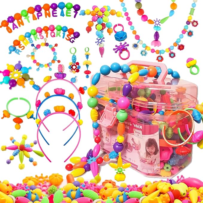 Arthopt Snap Pop Beads Jewelry Making Kit for Girls with 700+ pcs Arts and Crafts Toys for Kids 3-7 Years Old, DIY Snap Beads Bracelets Necklace Ring Toy Set Birthday Gifts for Girls 4 5 6 7 8