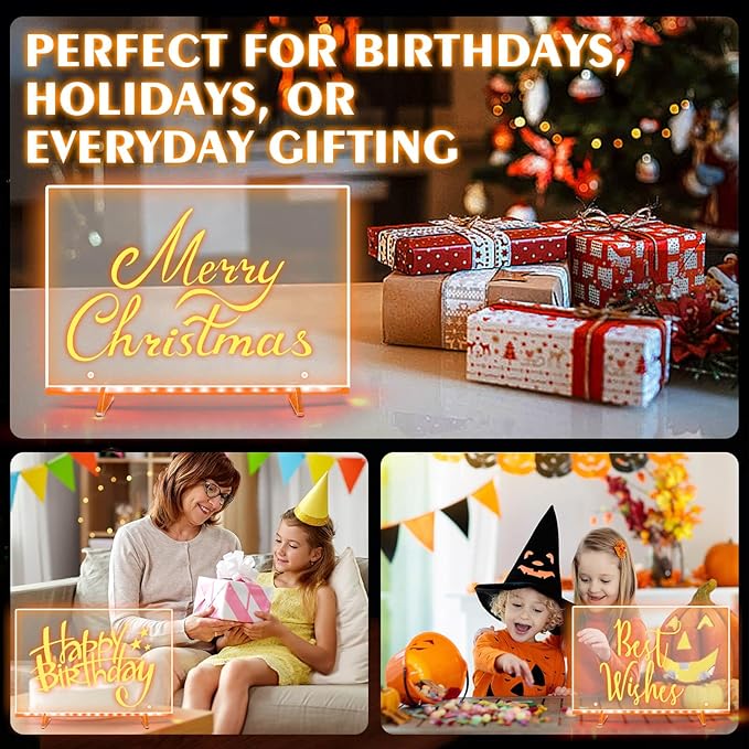 Dolanus LED Drawing Board for Kids - Doodle Glow, lumiboard, Note Board with 7 Colors 4 Modes Lights, Birthday Gift for 8 9 10 11 12 Year Old Girls Kids Teen Boys, Include Adapter, 7 Markers